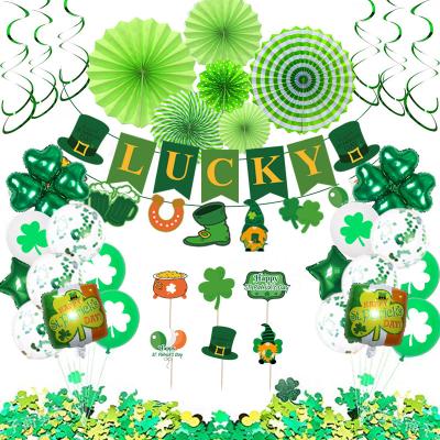 China Decoration Festival Indoor Irish St. Patrick's Day Balloon Party Decoration Card Confetti Balloon Paper Fan Movie Latex Foil Balloon for sale