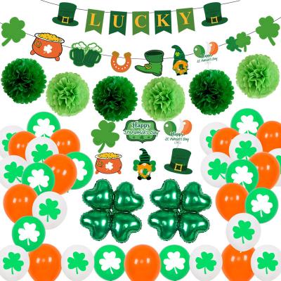 China Indoor Decoration Party Decoration Irish Balloons Pull Flag Aluminum Film Latex Balloons St Patrick's Day Balloons for sale