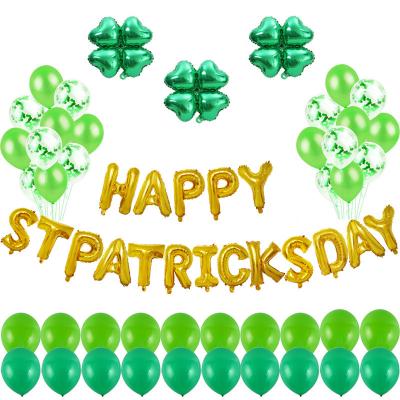 China St Patrick's Day 16 Inch Indoor Gold Balloon Decoration Set Irish Day Aluminum Film Balloon Foil Four Leaf Clover Balloon for sale