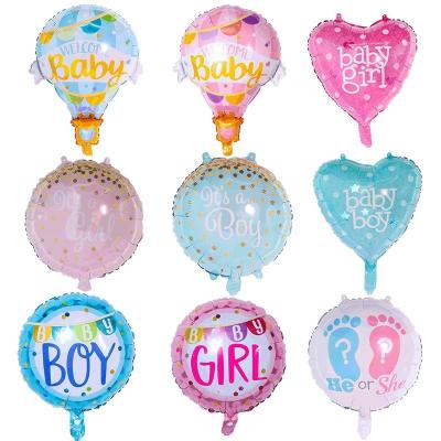 China 18 Inch Round Balloon Baby Gender Festival Stuff Revealed Aluminum Movie Balloon Baby Birthday Party Decorations for sale