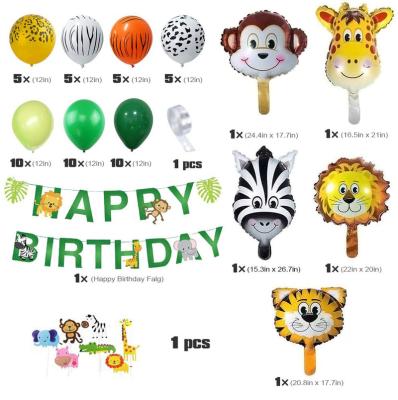 China Indoor Tropical Birthday Decoration Jungle Tiger Lion Party Balloon Set Theme Decoration Animal Forest Balloon for sale