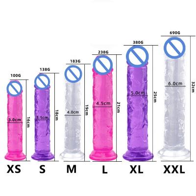 China Real touch feeling transparent pink color dildo sex toys crystal huge realistic dildos popular adult silicone female anal big for women for sale