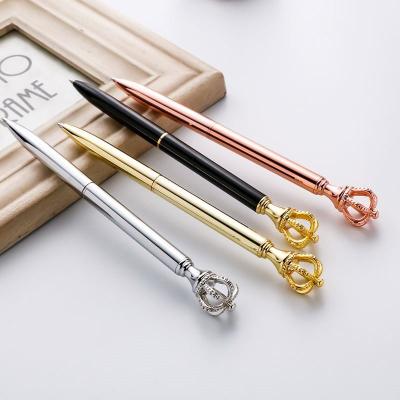 China Manufacturer New Metal Promotional Ballpoint Pen For Custom Weddi Luxury Crystal Pen Christmas Pens Crown Logo for sale