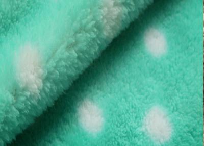 China Eco - Friendly White Dot Print Green Color Berber Fleece Sherpa Fabric Cloth Lining for sale