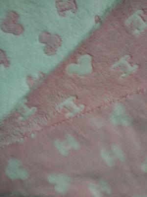 China 3mm Pile Cute Heart Baby Print Flannel Fabric For Scarves Double Side for sale