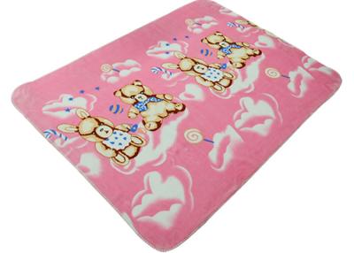 China Christmas Gift Soft Polyester Peach Baby Blanket / Baby Knitted Blanket Bear Pattern for sale