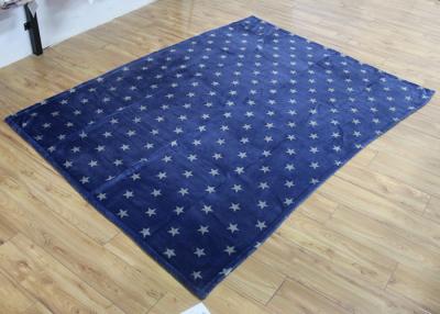 China 280gsm Adults Flannel Fleece Blanket Navy Blue Soft Star Pattern for sale