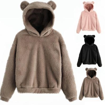 China Custom Cute Wool Sweater Women's Heavy Teddy Pullover Women Bear Anti-wrinkle Bear Ears Sherpa Hoodies and Sweatshirts for sale