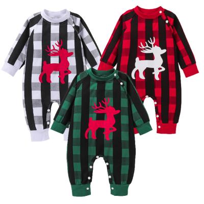 China 100% Cotton Newborn Baby Winter Cute 100% Cotton Deer Printed Rompers Baby Boy Girls Romper Christmas Toddlers Overalls for sale