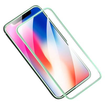 China Anti Cut Strip Mobile Phone Absorption Light Anti Explosion Luminescence Fluorescent Drop Toughened Screen Protector Glass For iPhone X for sale