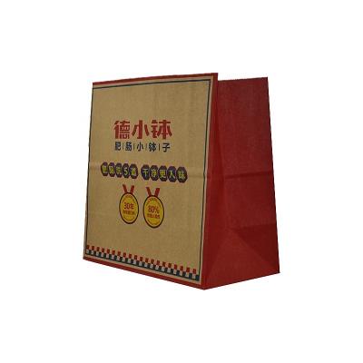 China Disposable Brown Restaurant Custom Copy Recycled Takeout Food To Go Paper Bag To Go Kraft Paper Take Away Paper Bags for sale