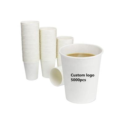 China 8oz 12oz 16oz Disposable Custom White Paper Coffee Cups Logo Disposable Single Wall With Lids for sale