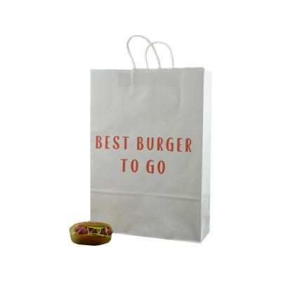 China Biodegradable Printed Disposable Deli Paper Food Packaging Quick Bags With Handle for sale