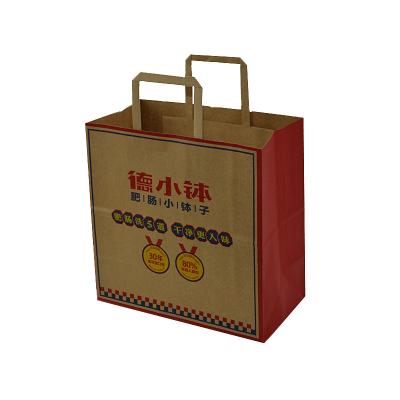 China China factory twisted handle disposable kraft paper bag food service restaurant to go out to carry bag for sale