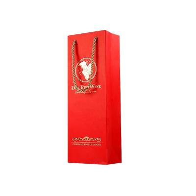 China Recyclable Custom Logo Print Wholesale Grocery Kraft Paper Gift Bag With Handle Industrial Item Wine Packaging for sale