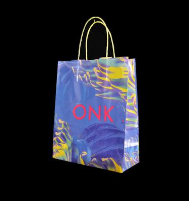 China c2s art paper bag craft recyclable custom printed paper bag with handle for fabric packaging bag for sale