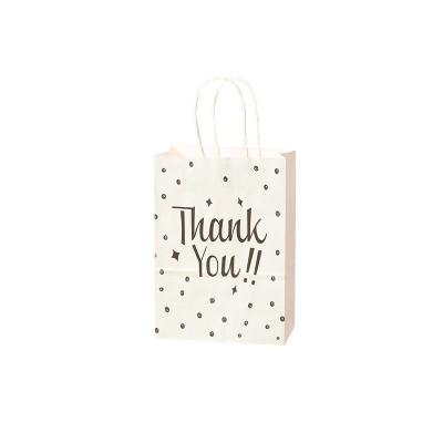 China Recyclable Custom Printed Small White Brown Kraft Paper Thank You Party Wedding Favor Bags for sale