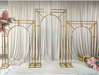 China Wedding Popular Selling Garden Decoration Metal Double Square Arch Rack Wedding Backdrop for sale