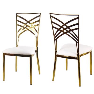 China Modern New Design 20230 Elegant Shiny Gold Stainless Steel Wedding Chiavari Chair for sale