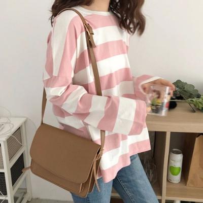 China Long Sleeve Ladies Viable Women's Striped T-shirt Student Plus Size T-shirt Women's Casual Blouse Autumn 2021 for sale