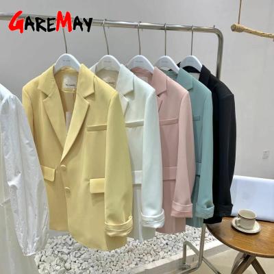 China 2021 Korean Spring Blazer Coat Women Long Sleeve Jackets Casual Plus Size Ladies Khaki Blazers Coat for sale