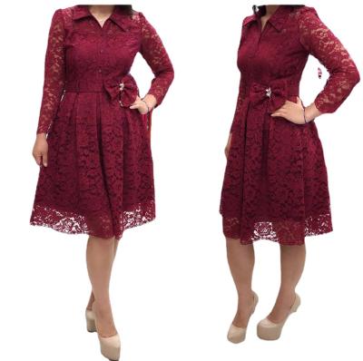 China Autumn Sweater Dress Women Breathable lace dresses female long dress dress elegant sleeve A line plus size 4XL for sale