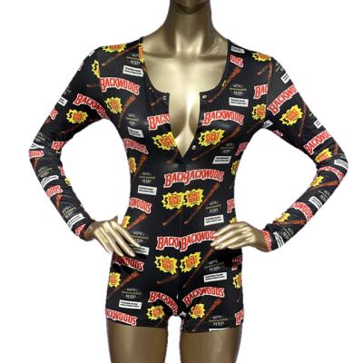 China 2021 Breathable Long Sleeve Sleepwear Hot Selling Fashion Printed Women Onesie Pajamas for sale