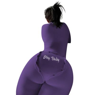 China 2021 Hot Selling Women Sleepwear Embroidery V-Neckline Breathable Long Sleeves Butt Open Flap Onesie for sale