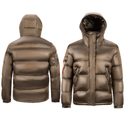 China Hot Selling Breathable Warm Winter Zipper Padded Coats Shiny Men Bubble Reflective Jacket Outdoor for sale