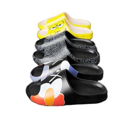 China 2021 light weight fashion graffiti fish say outer lip wear EVA Beach Platform Slippers woman's thick soles for sale