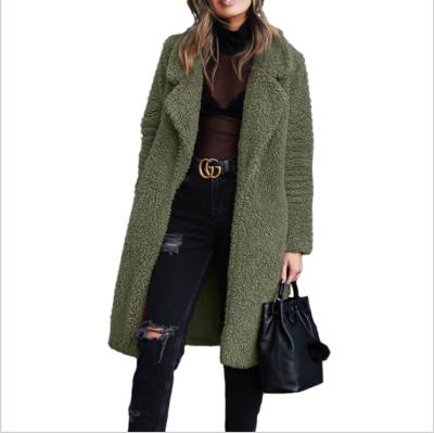 China Viable Promotional Long Sleeve Plush Open Price Front Coat Long Coat Hot Lapel for sale