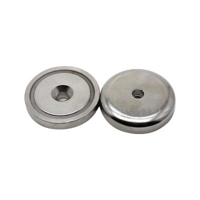 China Industrial Magnet Round Base Neodymium Milled Pot Magnet With Hole for sale