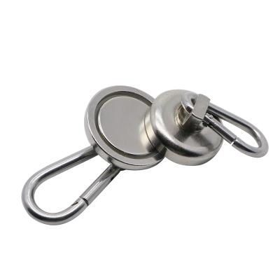 China Industrial Magnet Neodymium Magnet Round Magnetic Hook Carabiner Key Chain Hook for sale