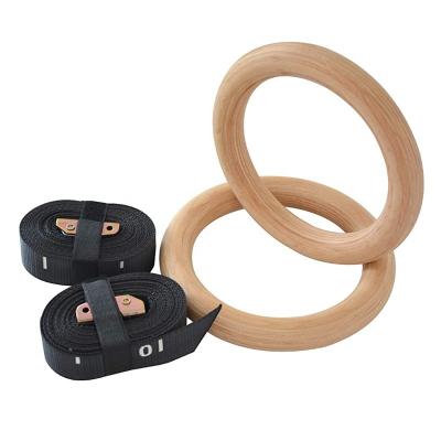 China Wooden 28mm Exercise Fitness Gymnastic Rings Gym Exercise Pull Ups Muscle Ups for sale