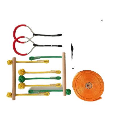 China 2020 New with Removable Loops for Kids Outdoor indoor swing Obstacle Course line sets monkey bar Ninja Slackline for sale