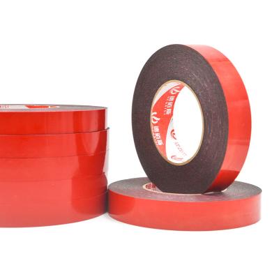 China 0.5-3mm Thickness Double Side PE Foam Tape Waterproof Red Film Self Adhesive PE Foam Tape Self Adhesive Waterproof Tape for sale