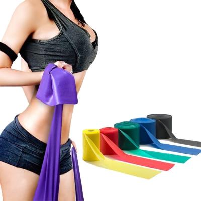 China OEM Custom LOGO Yoga High Fitness Flat Elasticity Latex Elastic Exercise Resistance Band Custom Printed Resistance Bands Sets for sale