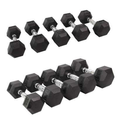 China rubber covered dumbbell wholesale gym dumbbell set stainless steel dumbbell weights set used gym equipment dumbbell lifting set for sale