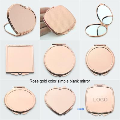 China Personalized Personalized Pocket Mirror Rose Gold Compact Mirror Cosmetic Mirror With DIY Logo for sale