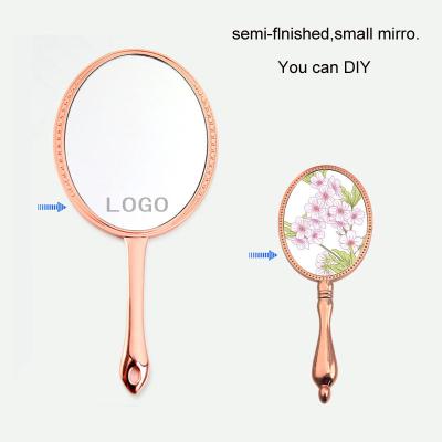 China Custom Logo Hand Held Mirror Private Label Packaging Box Personalized Handheld Makeup Mirror for sale