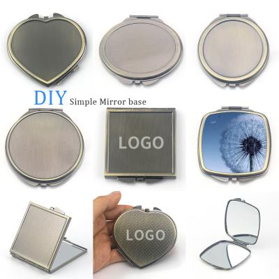 China Wholesale Custom Double Sided Folding Lower Embryo Base Mirror Metal Accessories DIY Photos Makeup Mirror Mini Pocket High End Mirror for sale