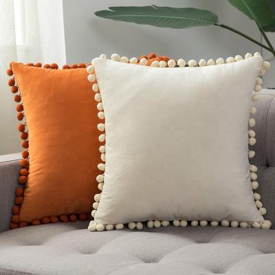 China China Viable Wholesale Cushion Covers Pom Pom Cheap Pillow Cover 45x45 Home Decoration for sale