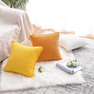 China Viable Wholesale Pink Cushion Sofa Throw Pillow Covers 18x18 Sofa Cushions Square Corduroy Cushion Couch Pillow Soft Pillow Cover for sale