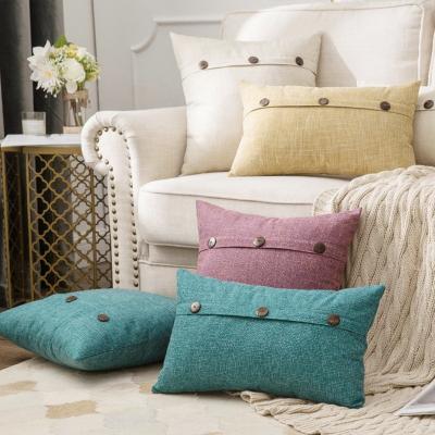 China Sofa Cushion Cover 20 Inch x 20 Inch X 20 Sofa Cushion Cover Farmhouse Cushion Cover Button Farmhouse Viable Linen Case Outdoor Decoration for sale