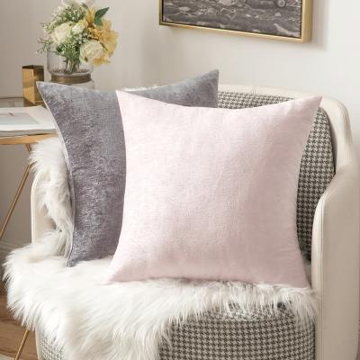 China Chenille Luxury Pillow Solid Color Folded Decorative Pillowcase Cushion Cover For Sofa Throw Pillow Case for sale