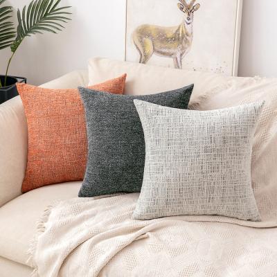 China Non-Toxic Tile Decorative Pillow Covers 18 x 18 Inch Chenille Plush Soft Striped Cushion Cover For Couch Bed for sale