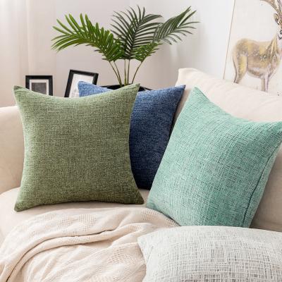 China Sustainable Wholesale High Quality Green Chenille Cushion Covers Velvet Decorative Pillow Case Farmhouse Decor Tile Covers For Sofa for sale