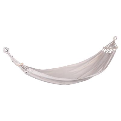 China Portable Curved Outdoor Beige Foldable Patio Wood Spreader One Person Hammock for sale