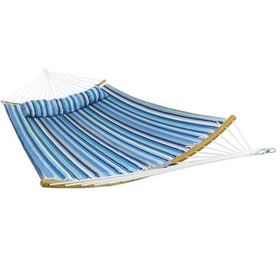 China 2022 Modern New Arrival Double Hammock Quilted Fabric Swing With Strong Curved Bar And Detachable Outdoor Pillow Adults for sale