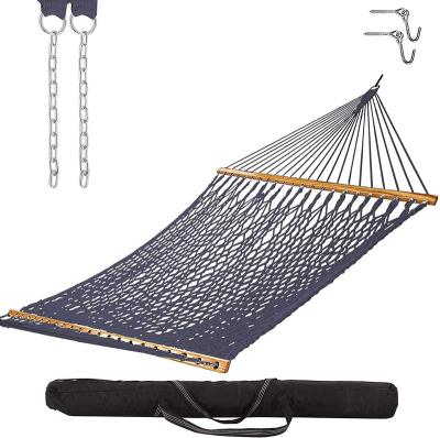 China Durable double person handmade cotton rope hammock with free accessories and carry bag for backyard, seaside patio usee for sale